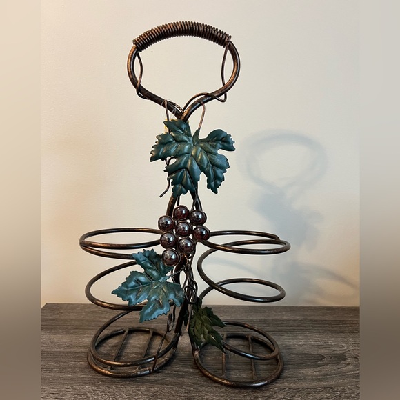 Decorative Metal Wine Bottle Holder with Grapevine Design - Picture 4 of 4